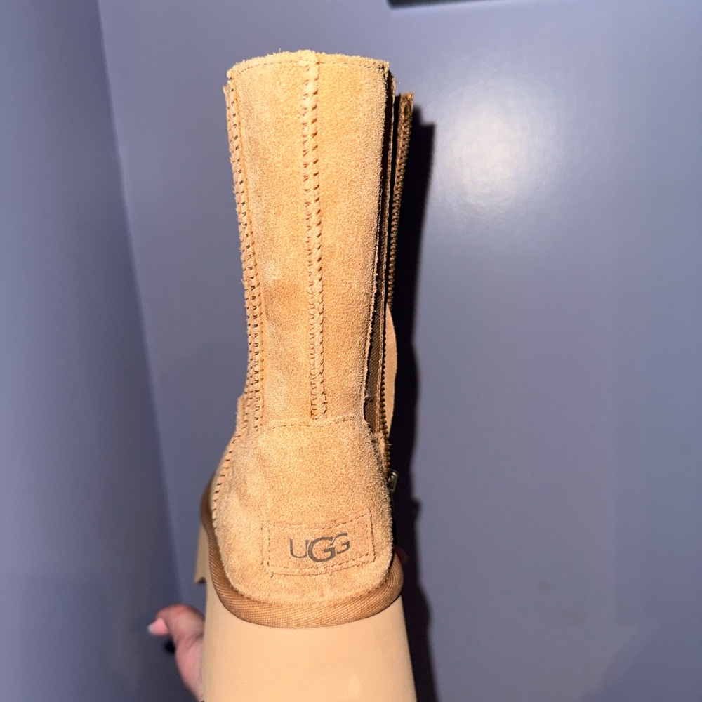 UGG Tan Suede Mid-Calf Zip Boot